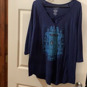 Torrid “Doctor Who” Her Universe, 3/4 sleeve dark blue shirt